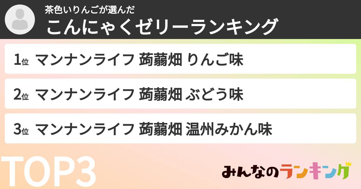 茶色いりんごさんの「こんにゃくゼリーランキング」