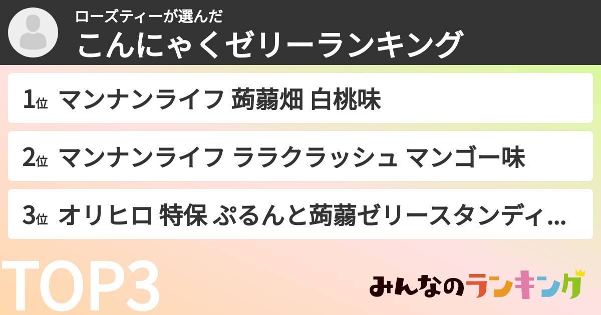 ローズティーさんの「こんにゃくゼリーランキング」
