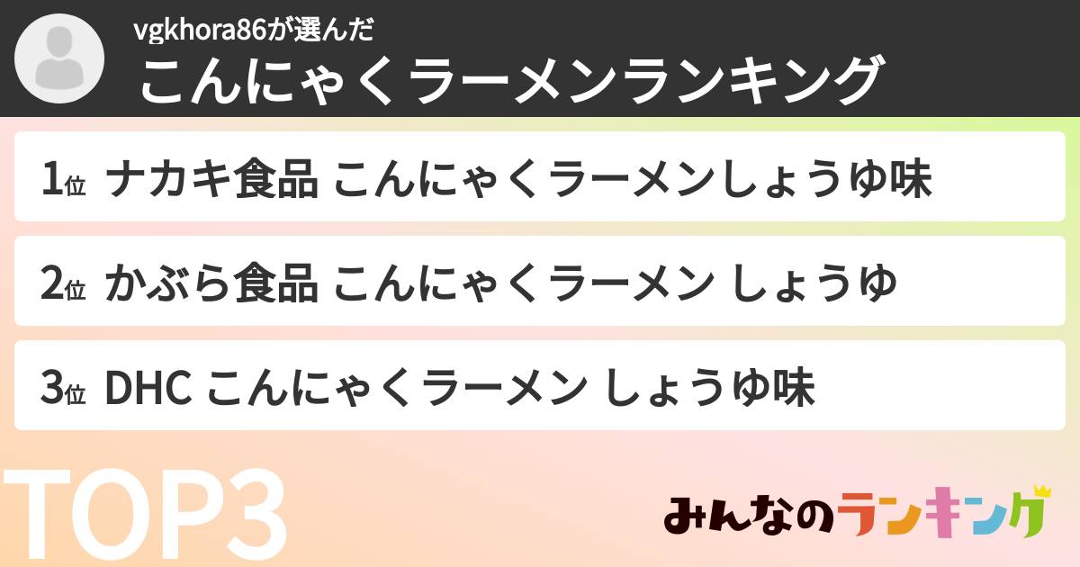 vgkhora86さんの「こんにゃくラーメンランキング」
