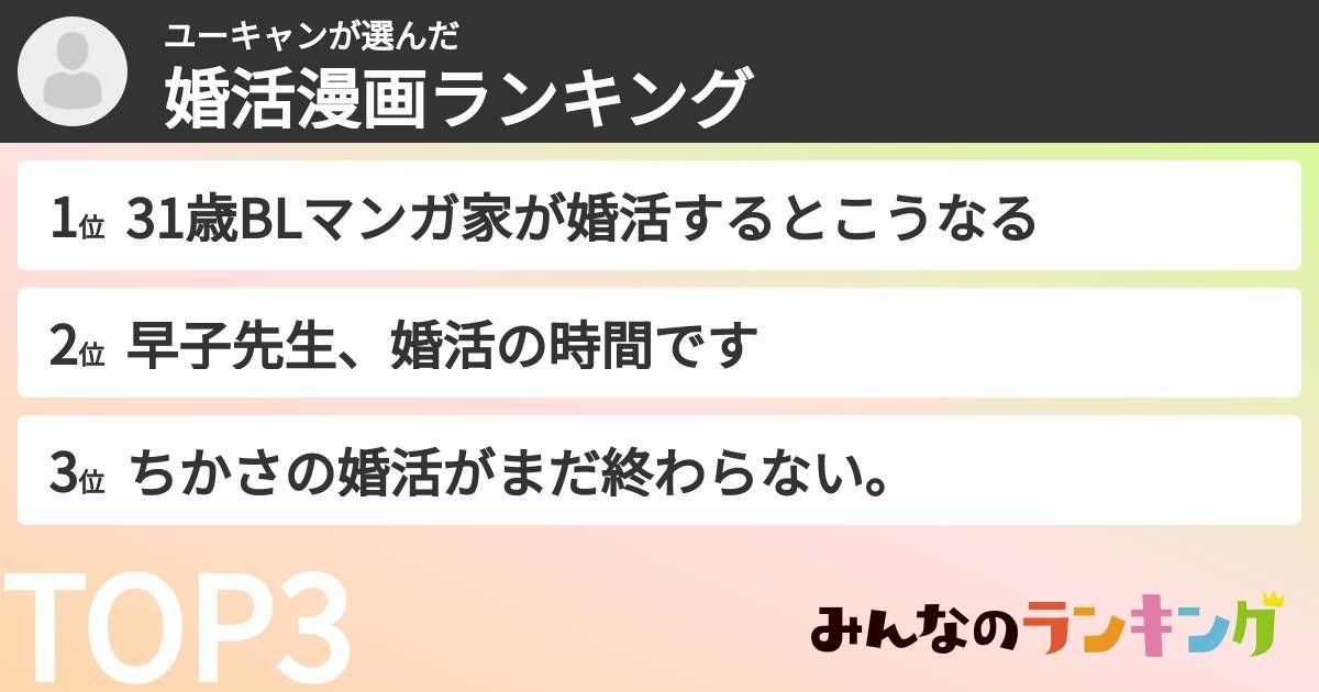 ユーキャンさんの「婚活漫画ランキング」