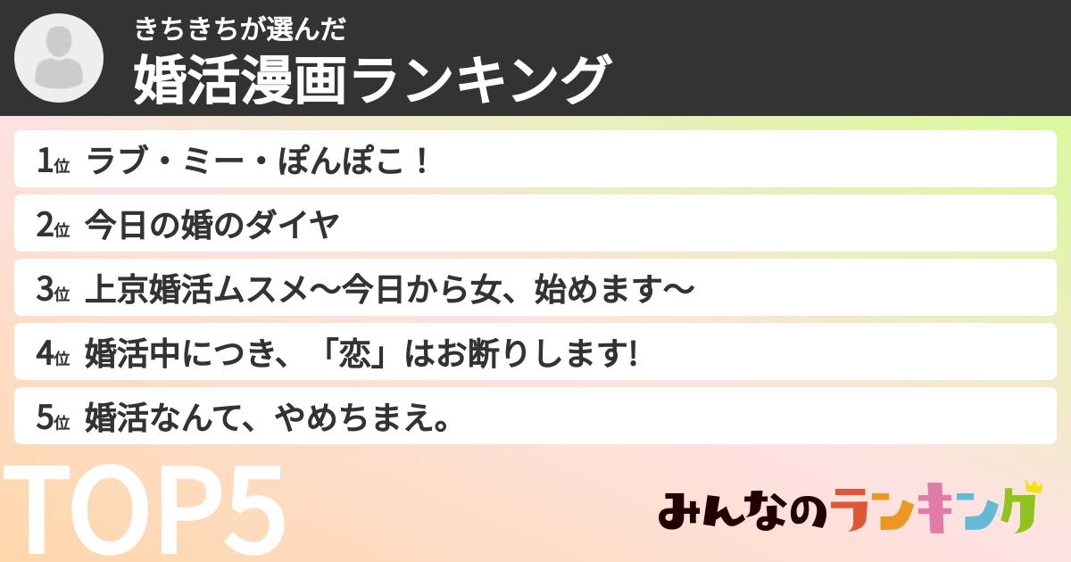 きちきちさんの「婚活漫画ランキング」