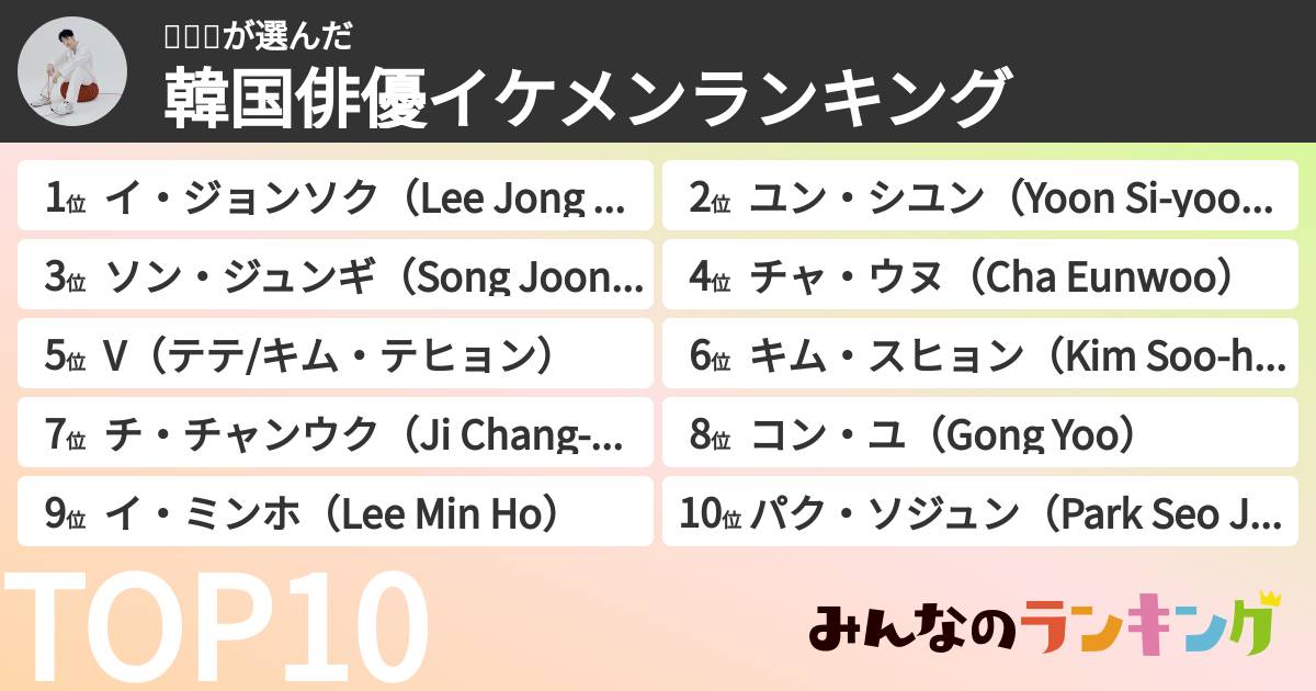 나츠미さんの「韓国俳優イケメンランキング」