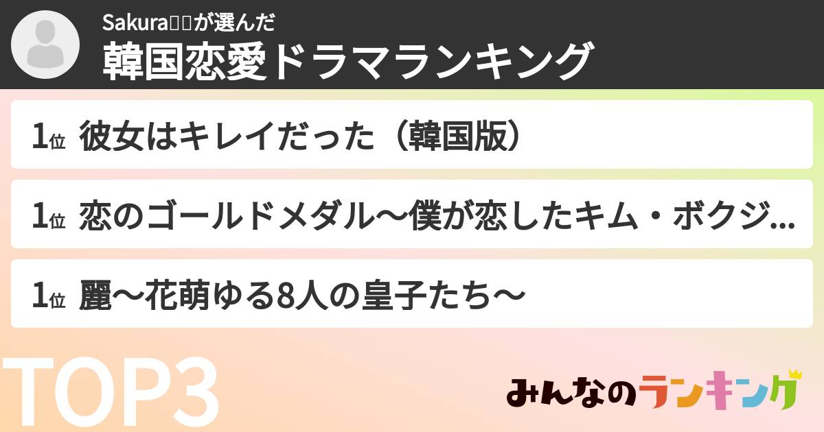 Sakura❤️🔥さんの「韓国恋愛ドラマランキング」