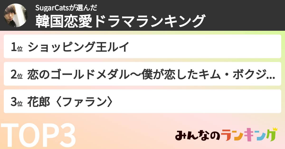 SugarCatsさんの「韓国恋愛ドラマランキング」