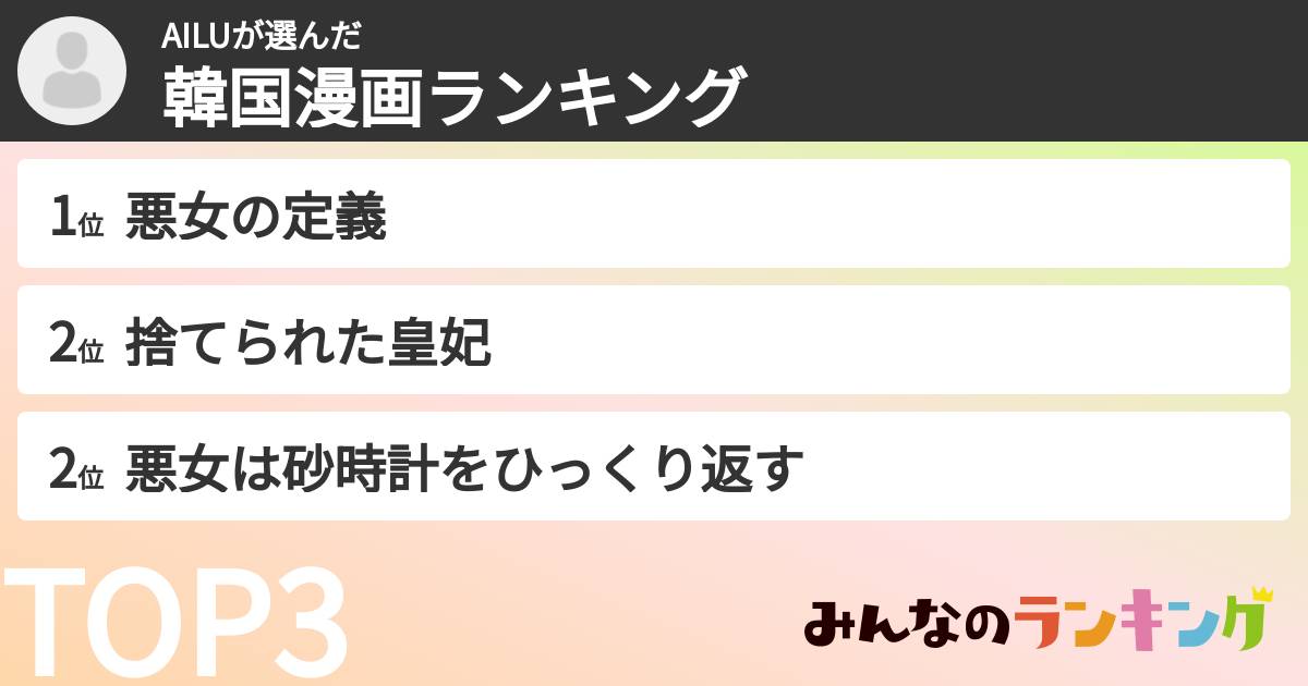 AILUさんの「韓国漫画ランキング」