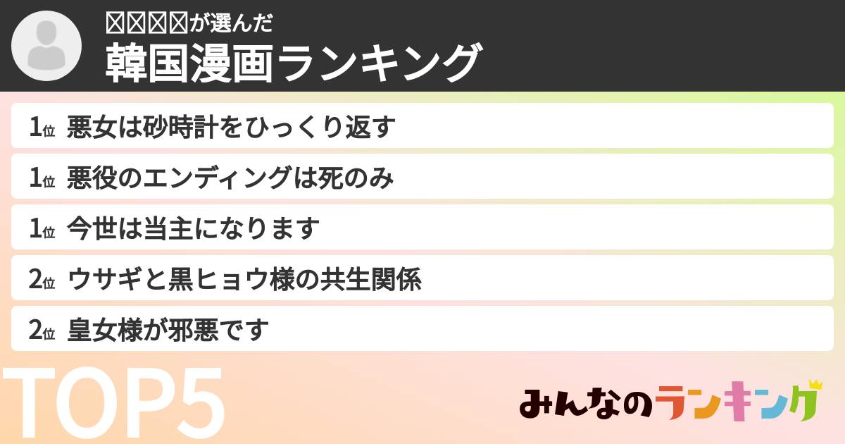 𝓜𝓲𝓴𝓾さんの「韓国漫画ランキング」