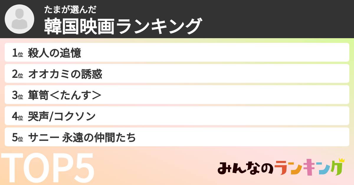 たまさんの「韓国映画ランキング」