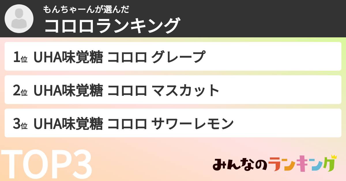 もんちゃーんさんの「コロロランキング」