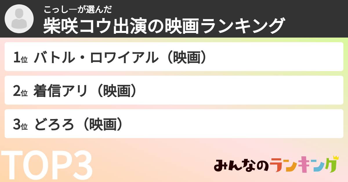 こっし―さんの「柴咲コウ出演の映画ランキング」