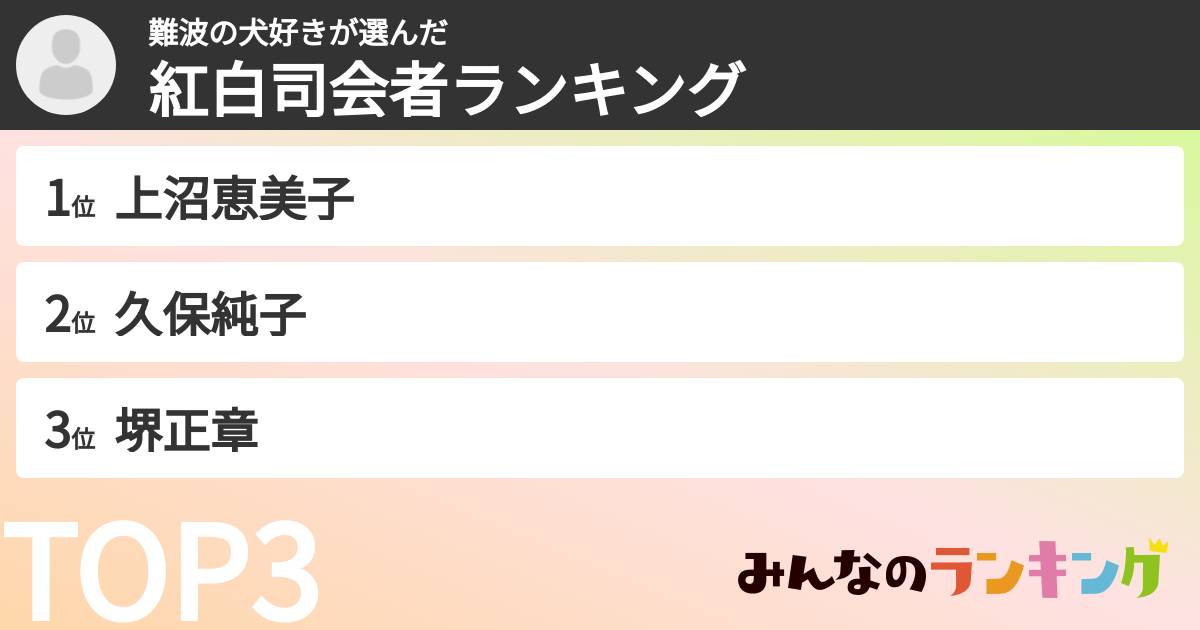 難波の犬好きさんの「紅白司会者ランキング」