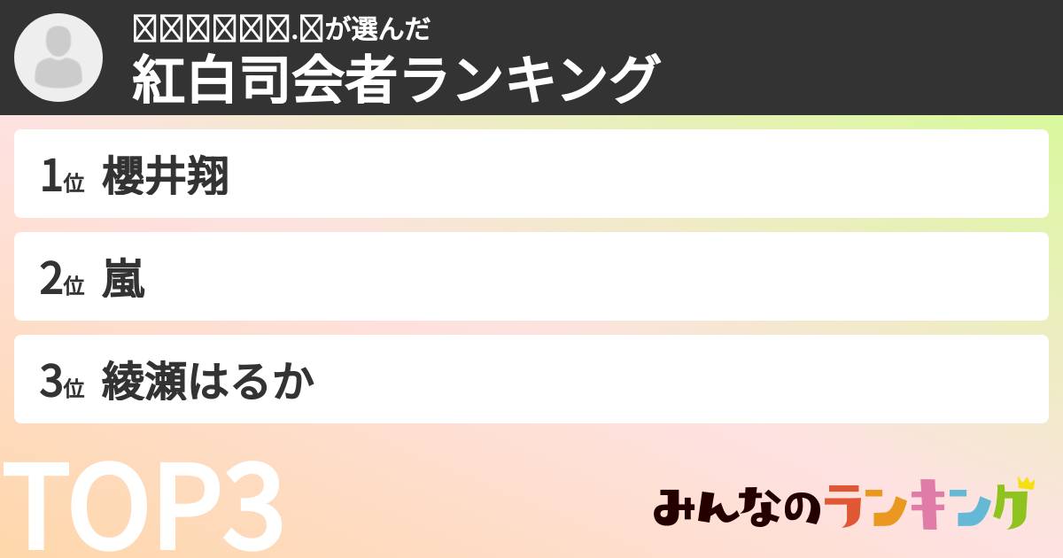 𝐻𝒶𝓇𝓊𝓀𝒶.𝒮さんの「紅白司会者ランキング」