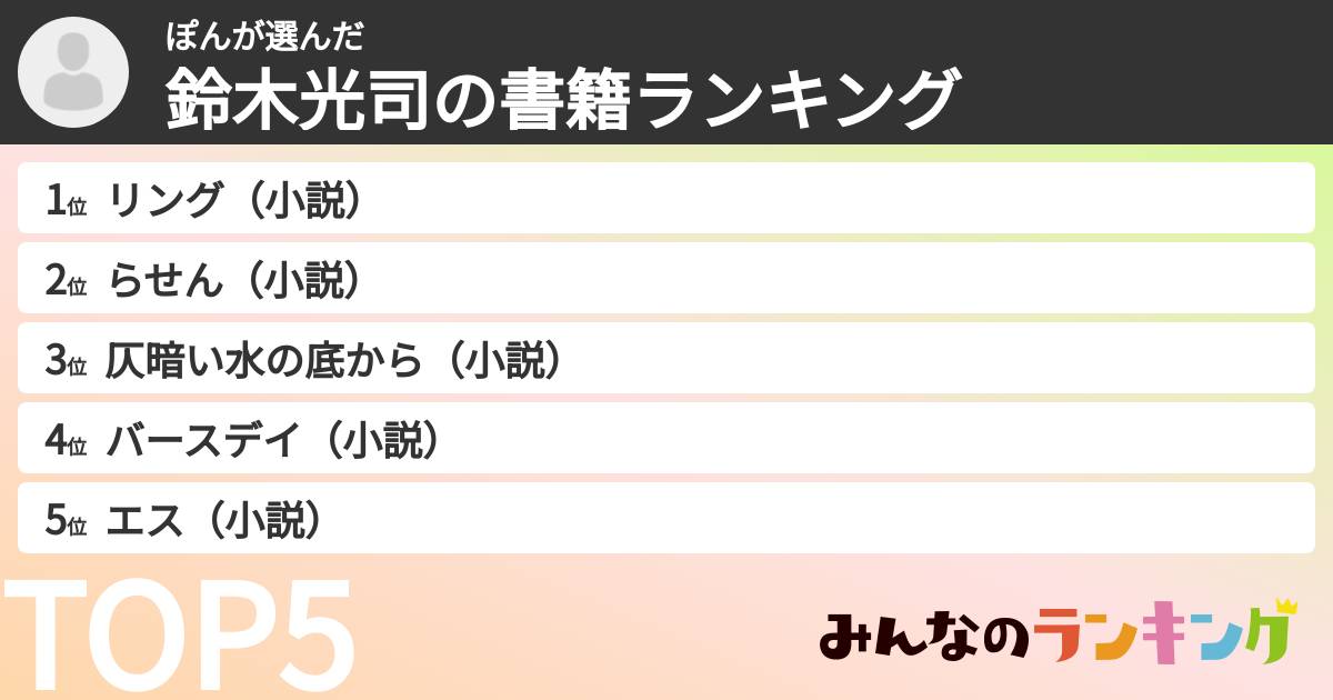 ぽんさんの「鈴木光司の書籍ランキング」