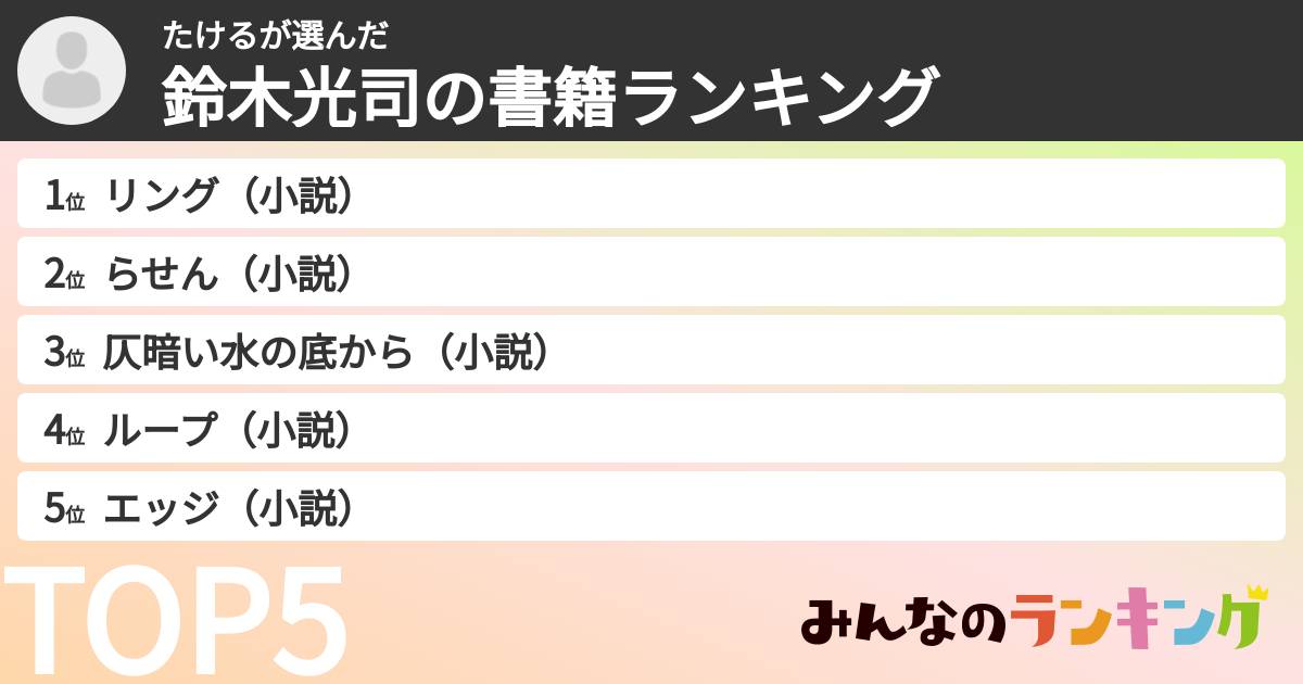 たけるさんの「鈴木光司の書籍ランキング」