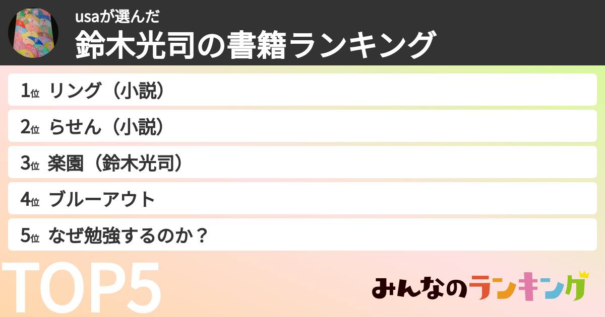usaさんの「鈴木光司の書籍ランキング」