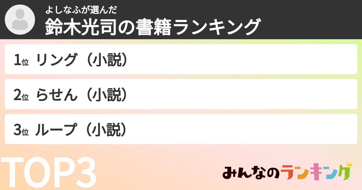 よしなふさんの「鈴木光司の書籍ランキング」