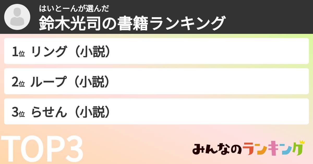 はいとーんさんの「鈴木光司の書籍ランキング」
