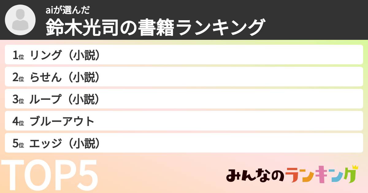 aiさんの「鈴木光司の書籍ランキング」