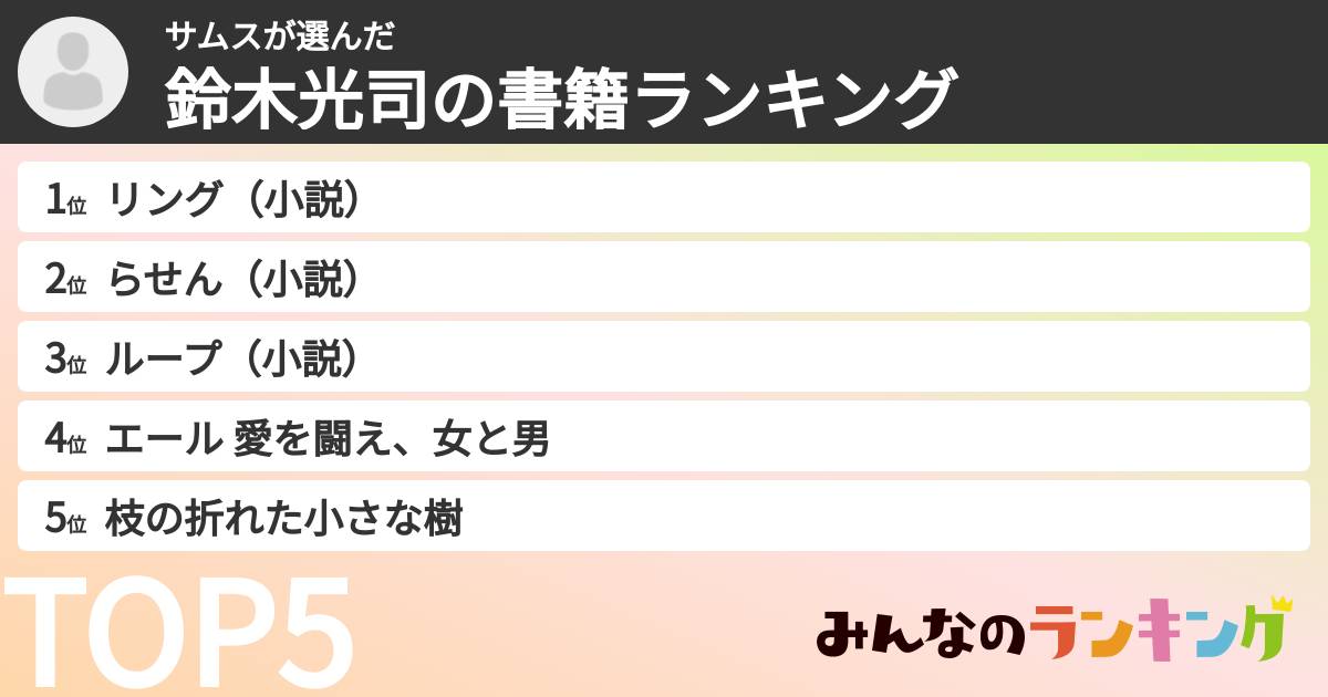 サムスさんの「鈴木光司の書籍ランキング」