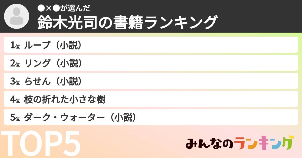 ●×●さんの「鈴木光司の書籍ランキング」