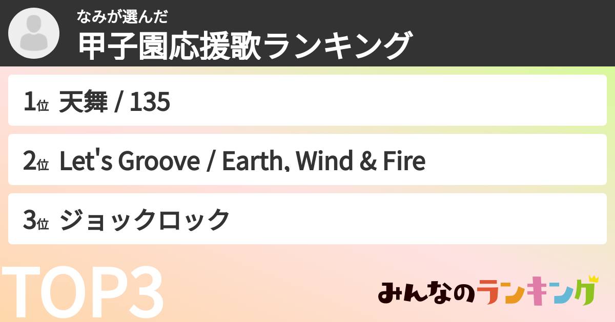 なみさんの「甲子園応援歌ランキング」