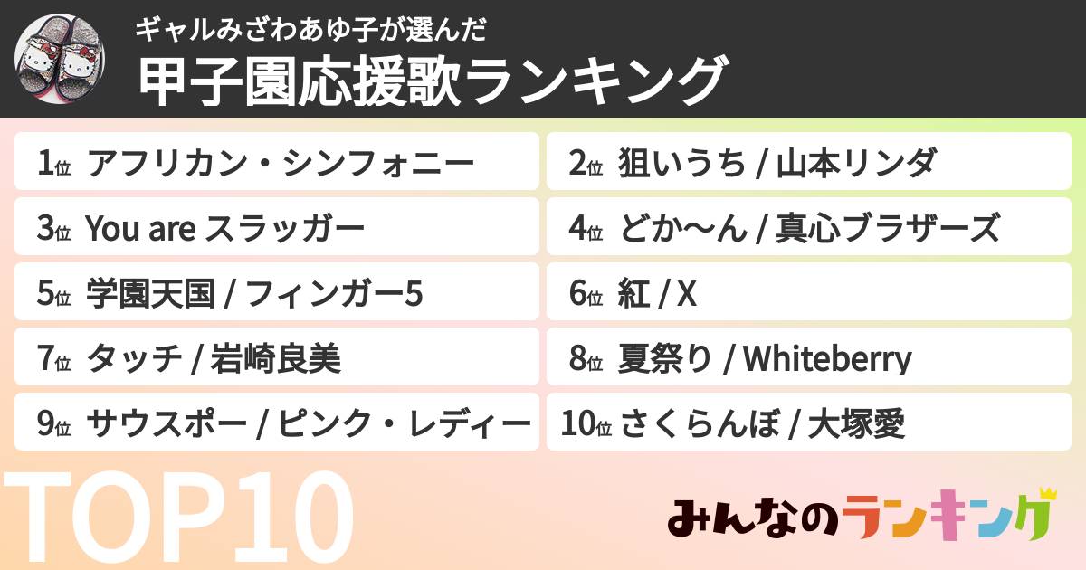 ギャルみざわあゆ子さんの「甲子園応援歌ランキング」