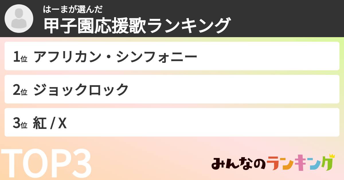 はーまさんの「甲子園応援歌ランキング」