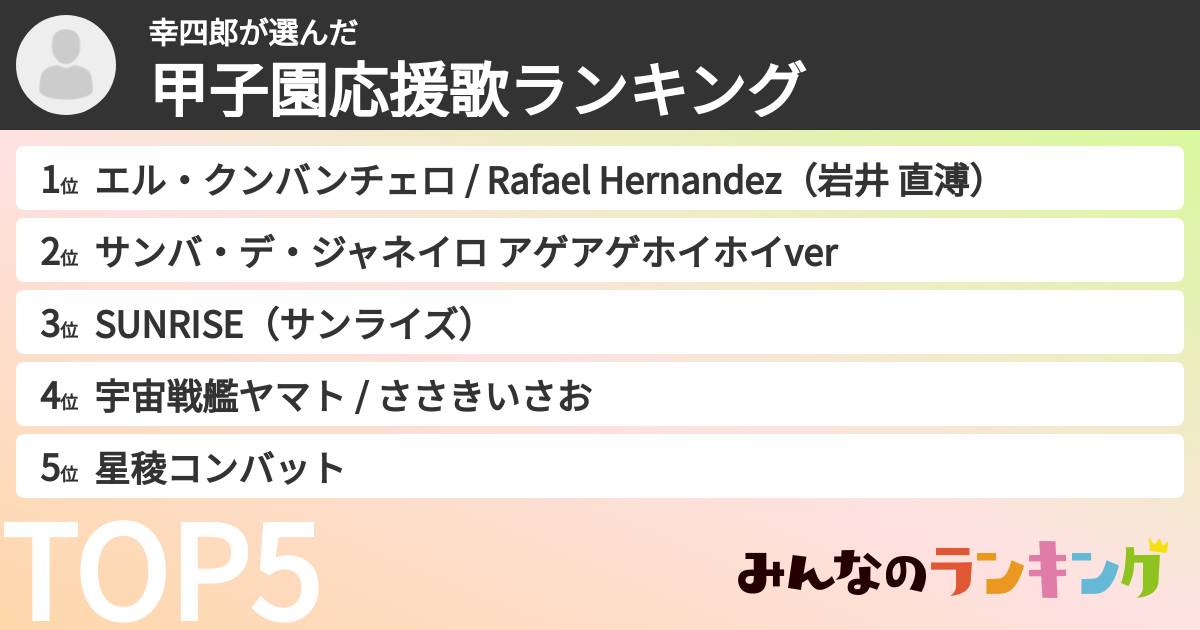幸四郎さんの「甲子園応援歌ランキング」