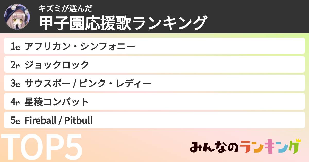 キズミさんの「甲子園応援歌ランキング」