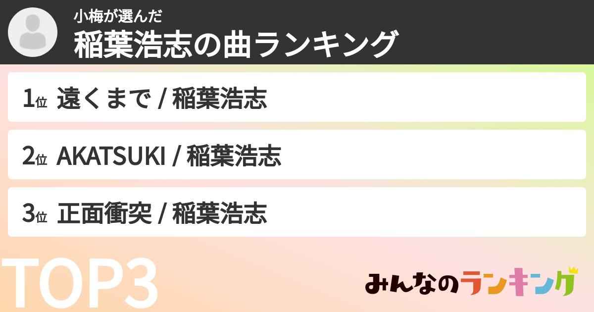 小梅さんの「稲葉浩志の曲ランキング」