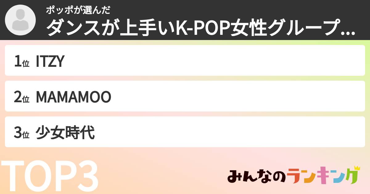 ポッポさんの「ダンスが上手いK-POP女性グループランキング」
