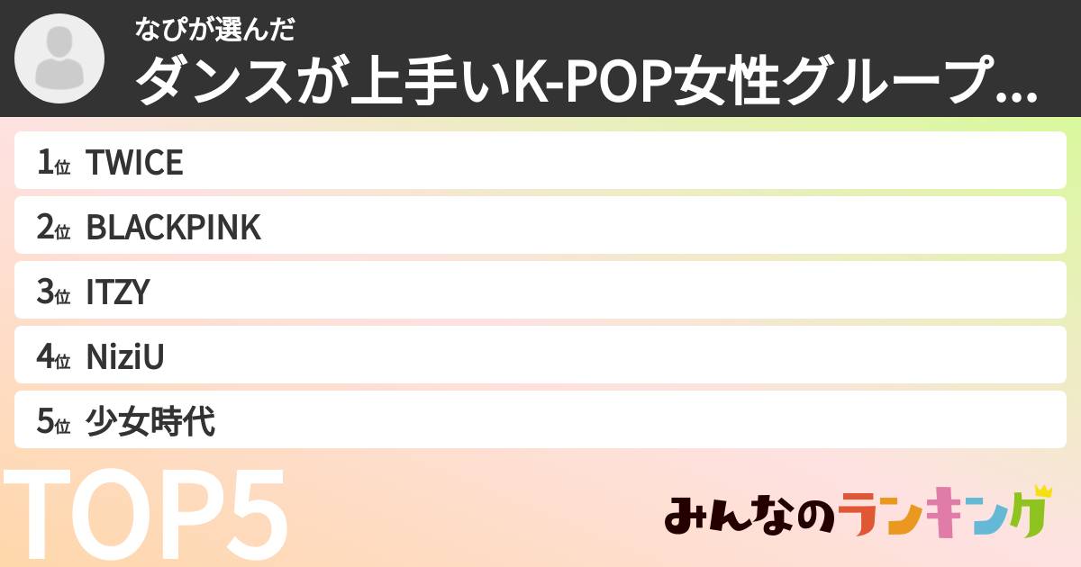 なぴさんの「ダンスが上手いK-POP女性グループランキング」