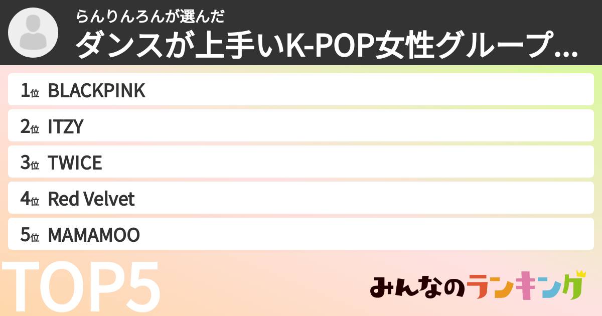 らんりんろんさんの「ダンスが上手いK-POP女性グループランキング」