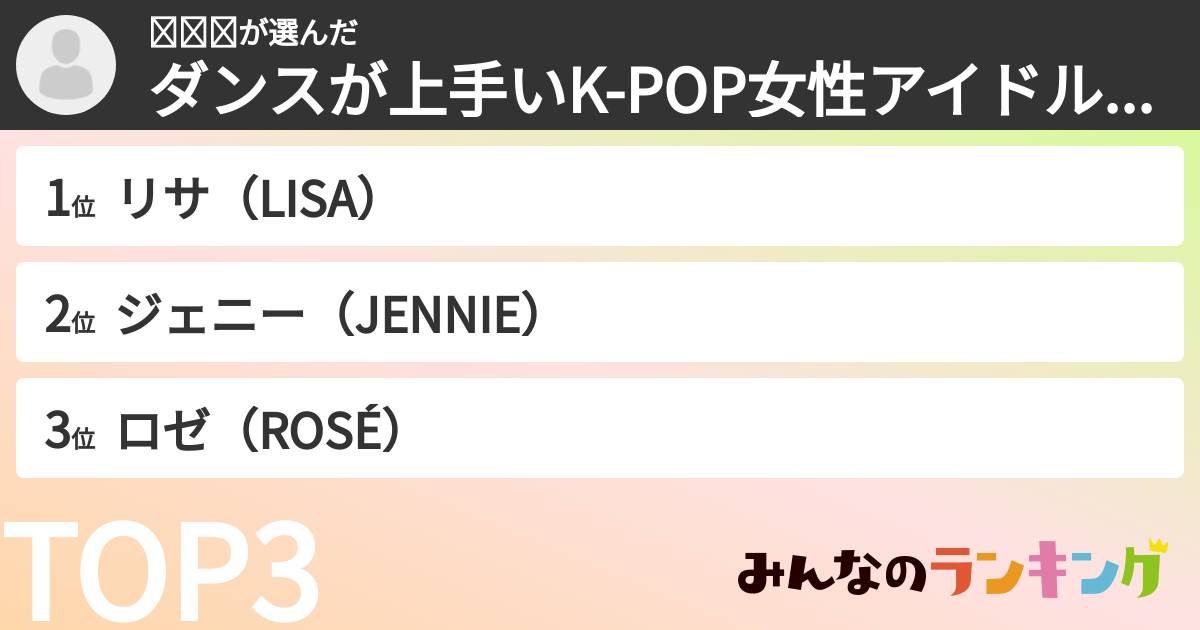 𝓡𝓘𝓝さんの「ダンスが上手いK-POP女性アイドルランキング」
