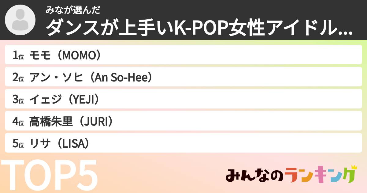 みなさんの「ダンスが上手いK-POP女性アイドルランキング」