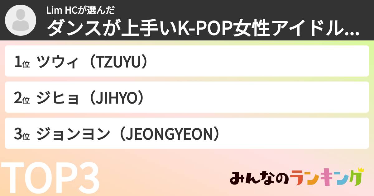 Lim HCさんの「ダンスが上手いK-POP女性アイドルランキング」