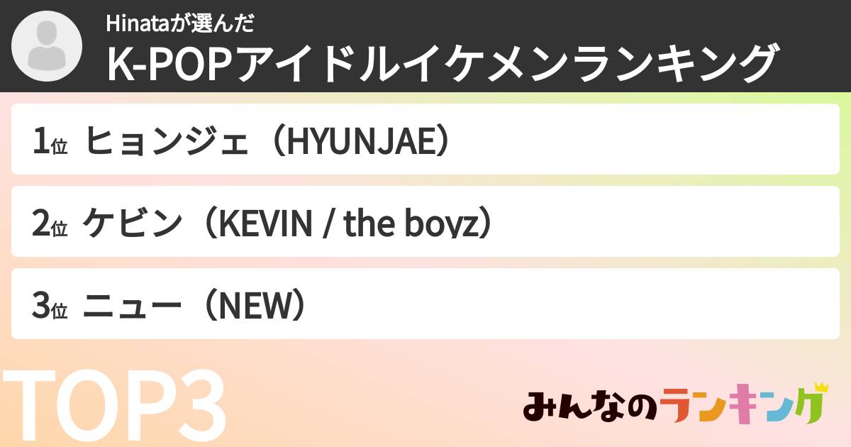 Hinataさんの「K-POPアイドルイケメンランキング」