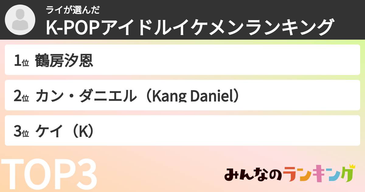 ライさんの「K-POPアイドルイケメンランキング」