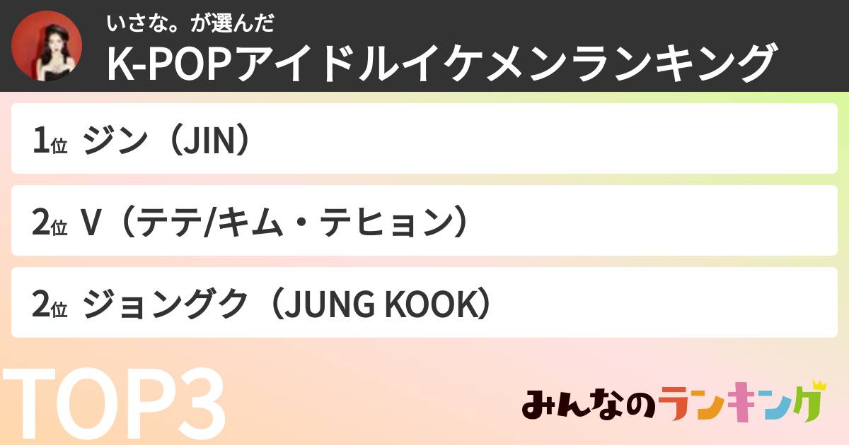 いさな。さんの「K-POPアイドルイケメンランキング」