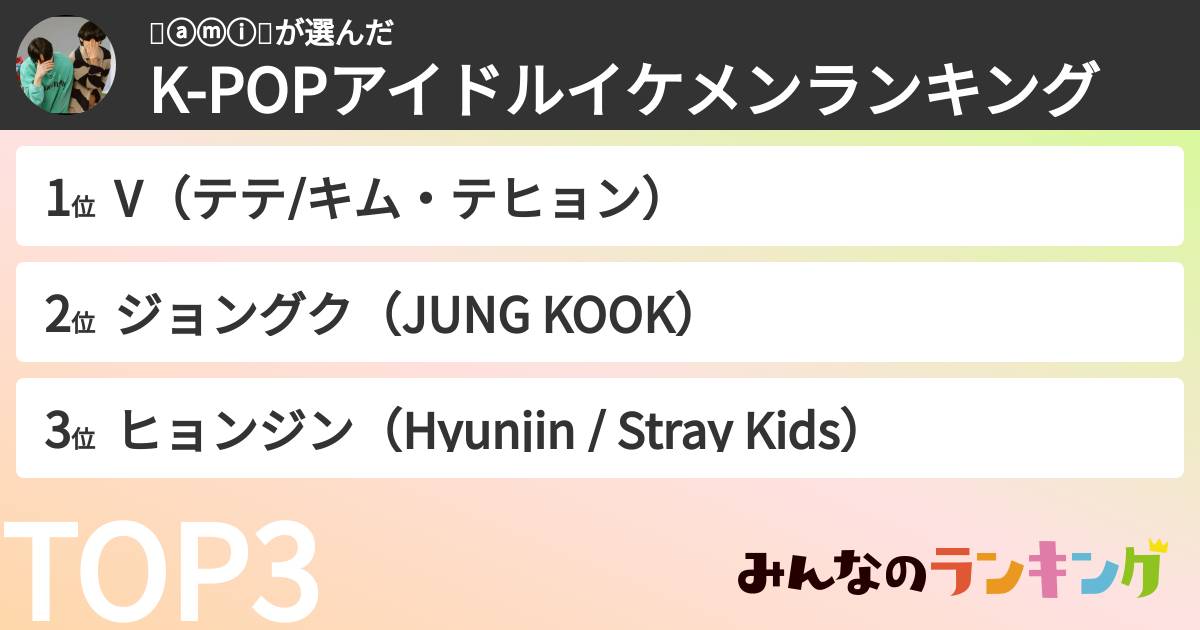 🐯ⓐⓜⓘ💚さんの「K-POPアイドルイケメンランキング」