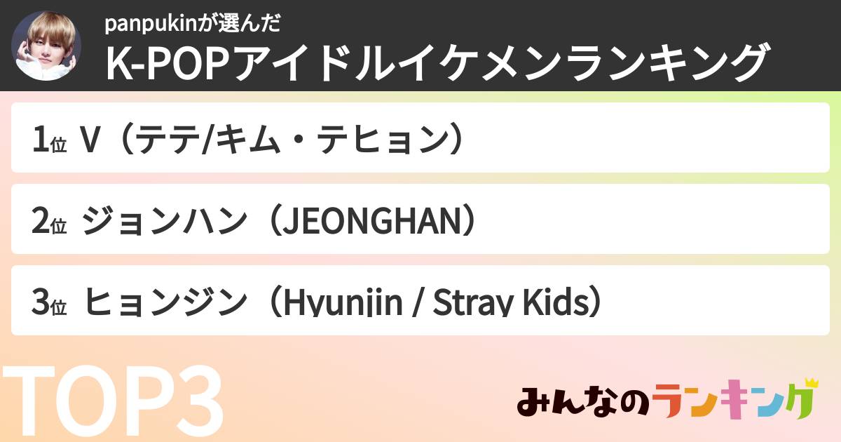 panpukinさんの「K-POPアイドルイケメンランキング」
