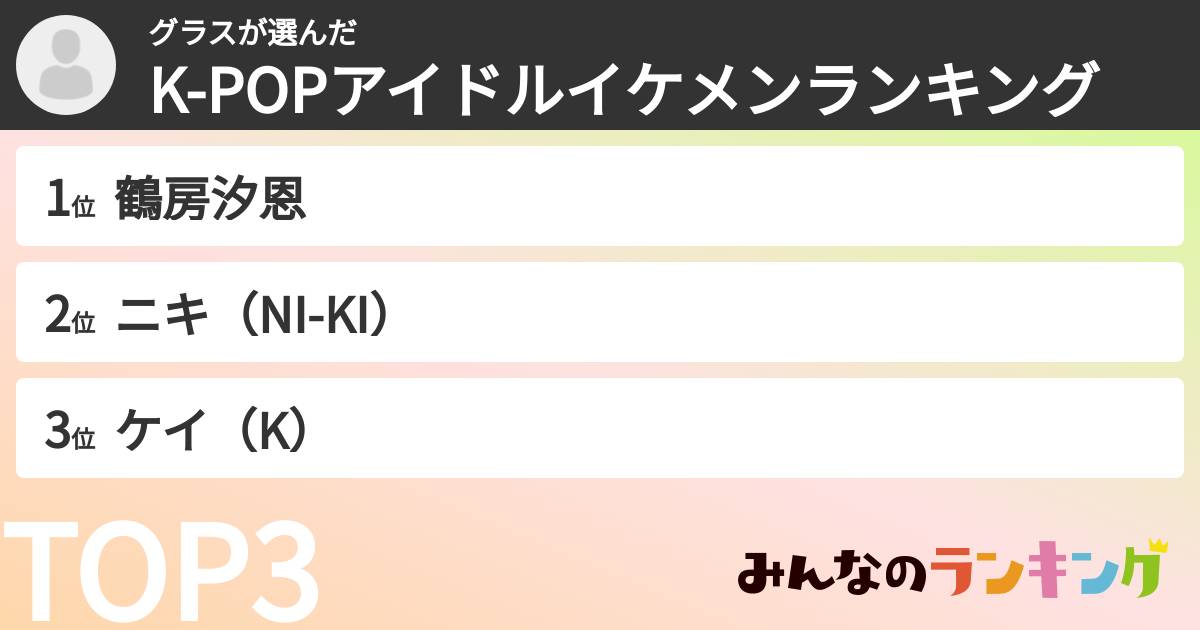 グラスさんの「K-POPアイドルイケメンランキング」