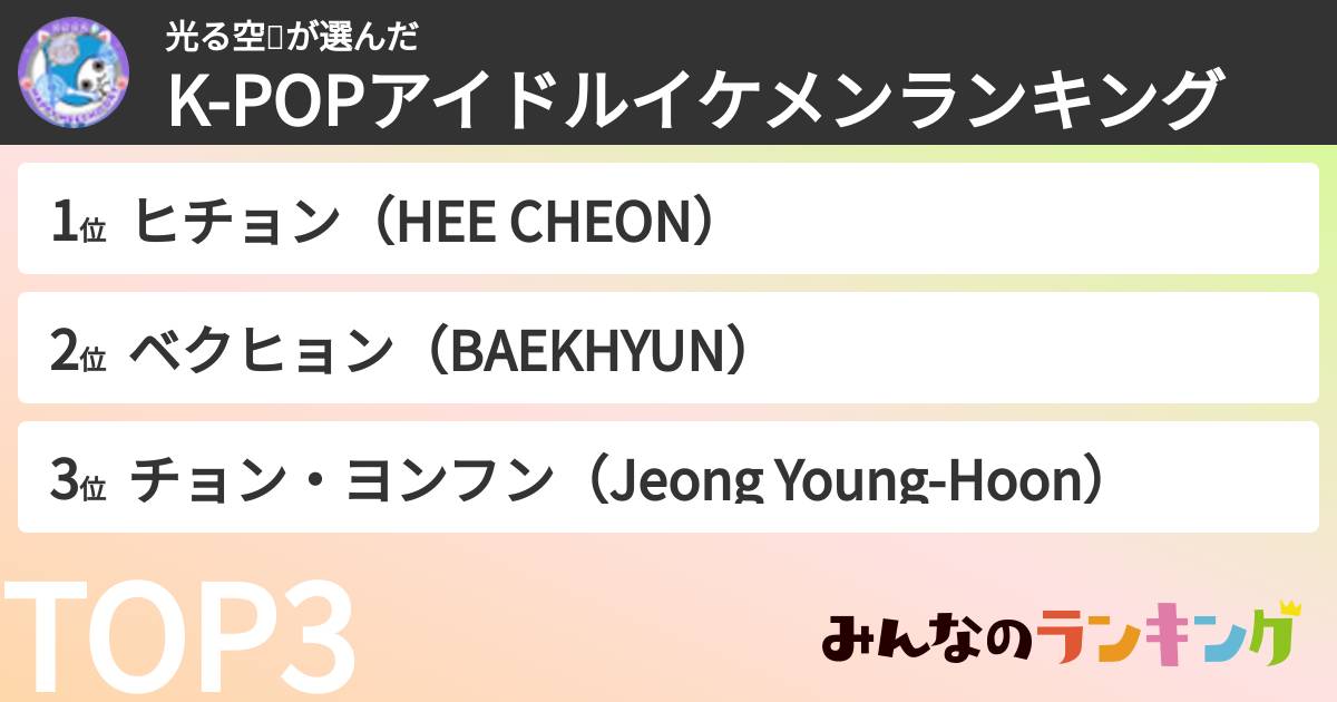 光る空🌎さんの「K-POPアイドルイケメンランキング」