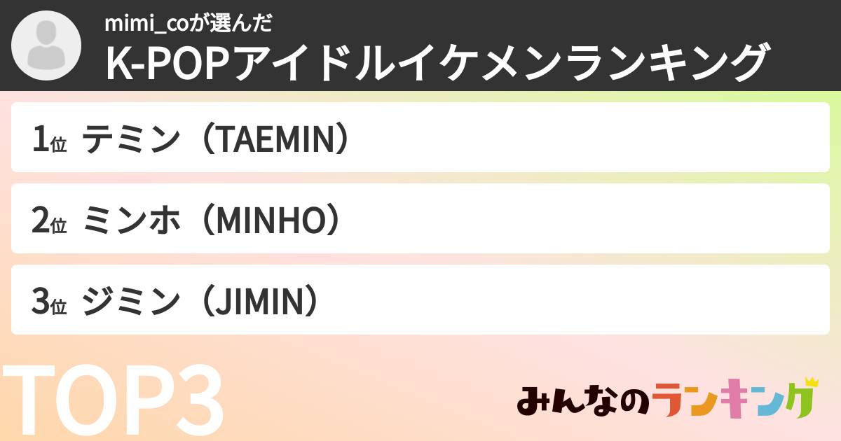 mimi_coさんの「K-POPアイドルイケメンランキング」