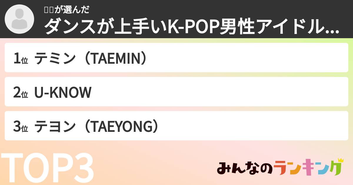 백설さんの「ダンスが上手いK-POP男性アイドルランキング」