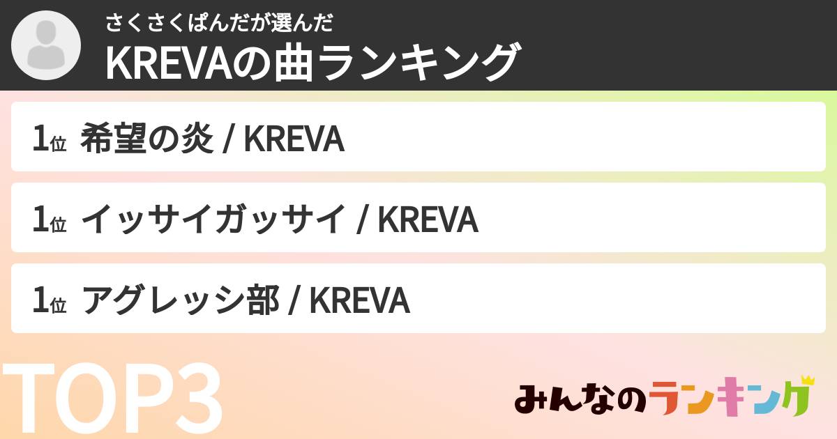 さくさくぱんださんの「KREVAの曲ランキング」