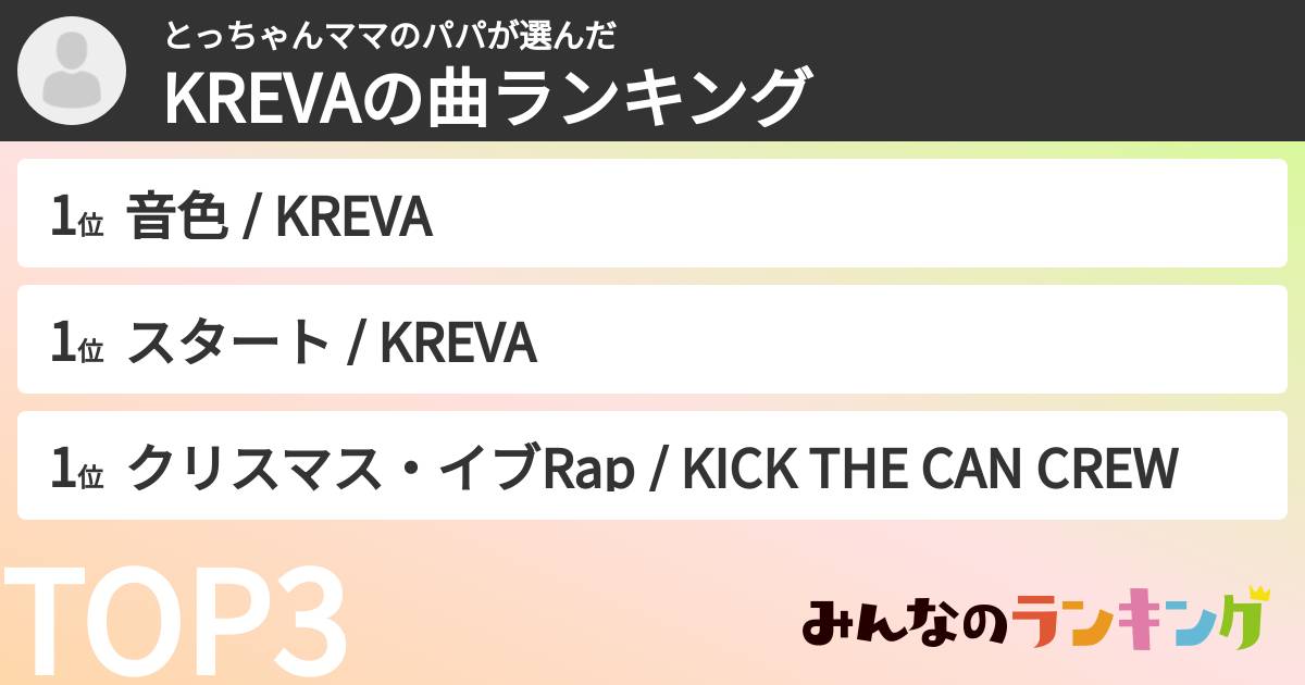 とっちゃんママのパパさんの「KREVAの曲ランキング」