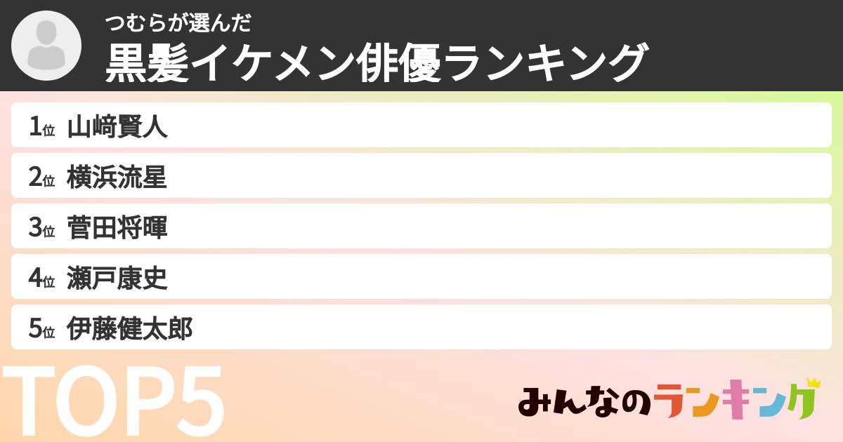 つむらさんの「黒髪イケメン俳優ランキング」