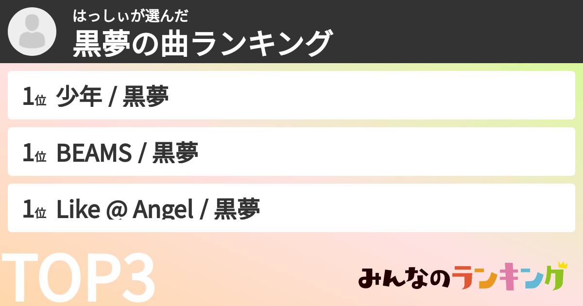 はっしぃさんの「黒夢の曲ランキング」