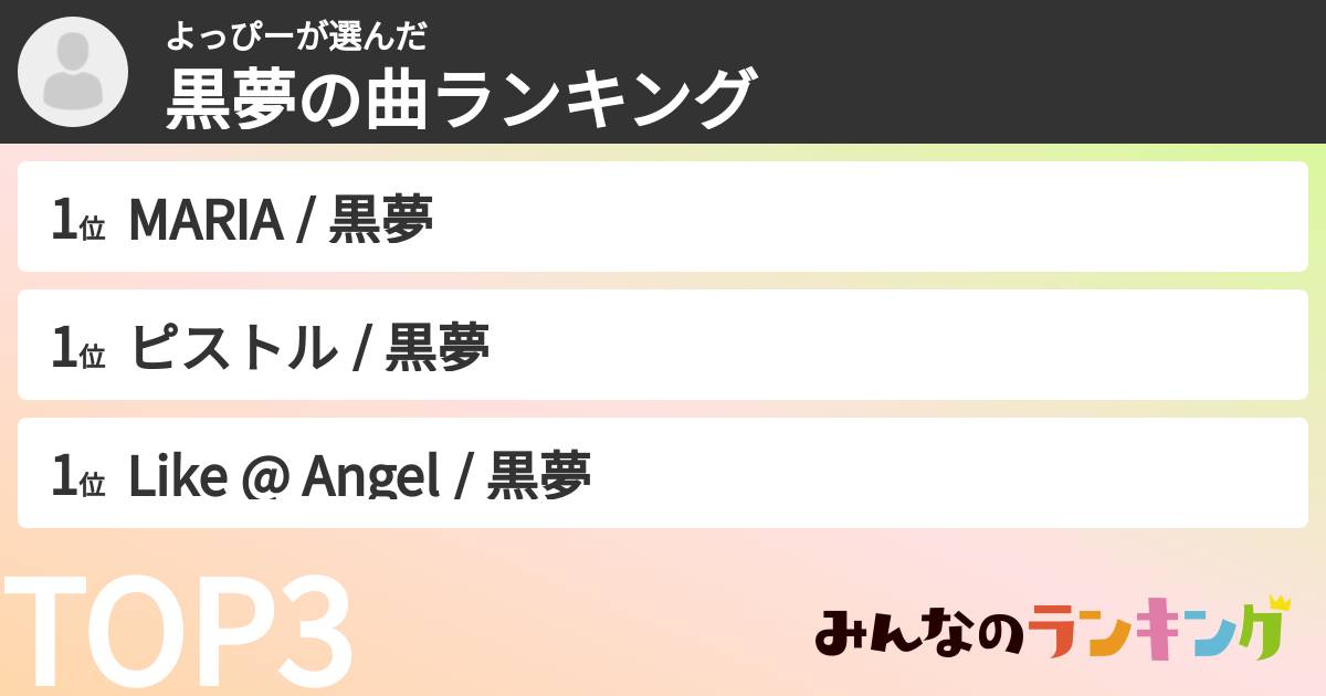 よっぴーさんの「黒夢の曲ランキング」