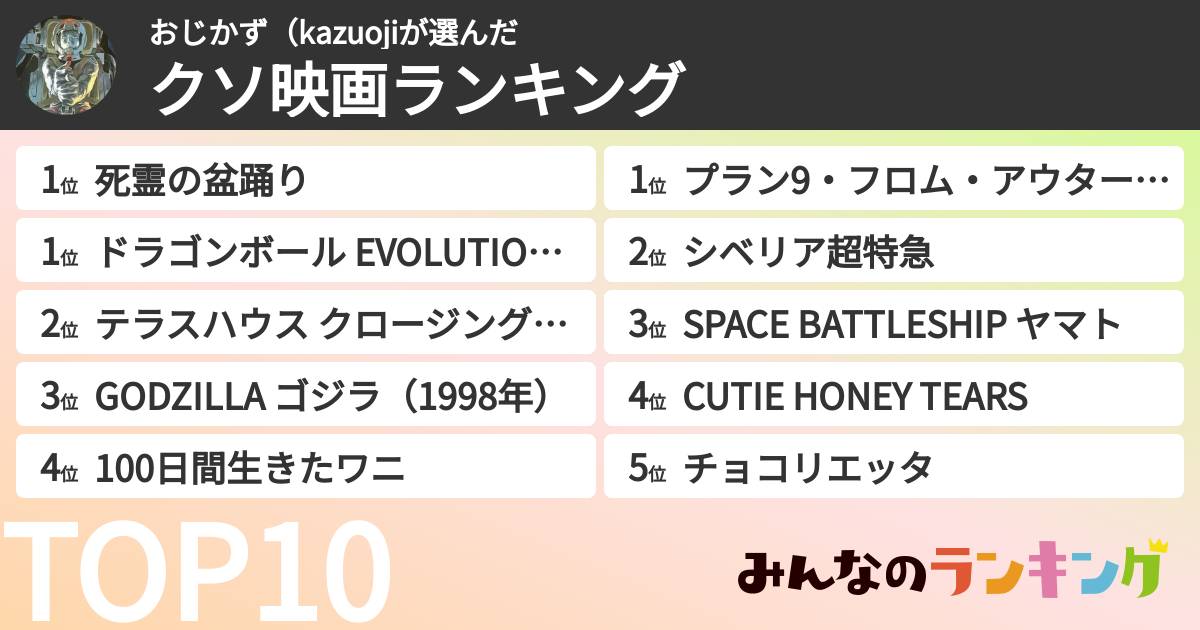 おじかず(kazuojiさんの「クソ映画ランキング」